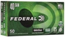 Federal BC40CT1 BallistiClean Reduced Hazard Training 40 SW 125 gr LeadFree Frangible 50 Bx