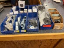 ASSORTMENT OF VALVES, FLOOR FLANGES, LOCK NUTS, AND STEEL INSERT ADAPTERS
