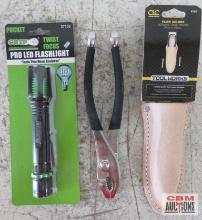 CLC 767 Leather Plier Holder Grip 37159 Twist Focus Pro LED Pocket Flashlight Pliwrench Pliers