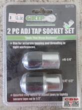 Grip 53175 2pc Adj Tap Socket Set (#6-1/4", 1/4" -1/2")