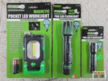 Grip 37157 Mini Pro LED Flashlight, 45 Lumens Grip 37159 Pocket, Twist Focus, Pro LED Flashlight,