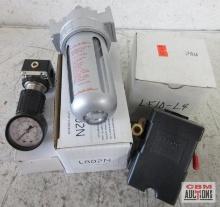 Lefoo LF10-L4 Pressure Control Switch... R152NG 1/4" NPT Mini Regulator w/ Gauge... L802N 1/4" NPT