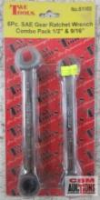 T&E Tools 61169 6pc SAE Gear Ratchet Wrench Combo Pack 1/2" & 9/16"...