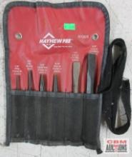 Mayhew 61005 6pc SAE Punch & Chisel Set w/ Storage Pouch Pin Punch 1/8" Pin Punch 3/16" Solid Punch