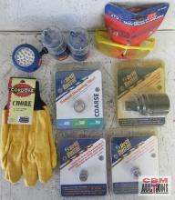 Cordova 23101 Heavy Napped Knit Wrist Large Chore Gloves Grip Round Blue Light w/ Hook & Magnet