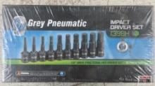 Grey Pneumatic 1398H 10pc 1/2" Drive, 6pt, SAE Hex Driver Impact Set ( 1/4" to 3/4") w/ Molded