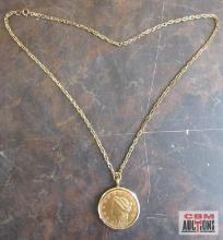 1854 Kellogg Co. San Francisco $20 Gold Coin REPLICA/COPY Pendant w/ 24" Chain
