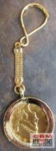 1854 Kellogg Co. San Francisco $20 Gold Coin REPLICA/COPY Mesh Chain...Keychain