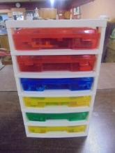 Lego Storage Tower w /6 Removable Containers Full of Legos
