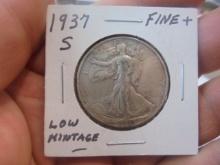 1937 S Mint Silver Walking Liberty Half Dollar