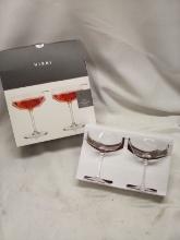 Pair of VISKI Faceted Crystal Coupe Glasses