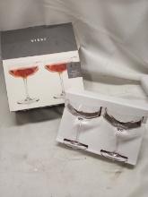 Pair of VISKI Faceted Crystal Coupe Glasses