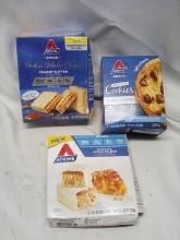 3Pc Atkins Protein Snack Lot- Wafer Crisps, Cookies, Caramel Apple Pie Bars