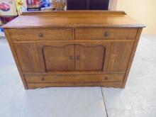 Antique Solid Wood Buffet w/ 3 Drawers & 2 Doors
