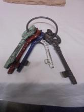5pc Group of Cast Iron Keys on Ring