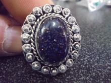 Ladies German Silver & Blue Sunstone Ring