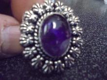 Ladies German Silver & Blue Sapphire Ring