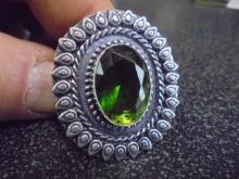 Ladies German Silver & Peridot Ring