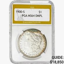 1900-S Morgan Silver Dollar PGA MS64 DMPL