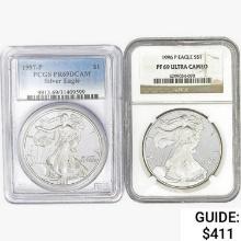 [2] American 1oz Silver Eagles PCGS/NGC PF69