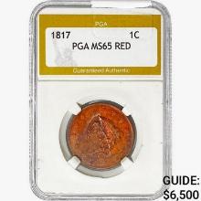 1817 Coronet Head Large Cent PGA MS65 RED