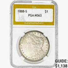 1888-S Morgan Silver Dollar PGA MS63