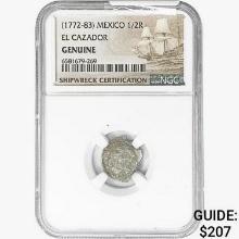 1772-83 Mexico 1/2Reale El Cazador NGC Genuine Shi