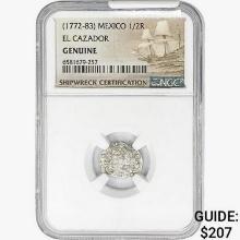1772-83 Mexico 1/2Reale El Cazador NGC Genuine Shi
