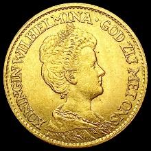 1913 Netherlands Gold 10 Gulden .1947oz UNCIRCULAT