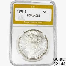 1891-S Morgan Silver Dollar PGA MS65