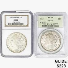 1921 [2] Morgan Silver Dollar PCGS/NGC MS63