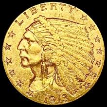 1913 $2.50 Gold Quarter Eagle CLOSELY UNCIRCULATED