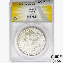 1882 Morgan Silver Dollar ANACS MS62 VAM-1