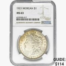 1921 Morgan Silver Dollar NGC MS63