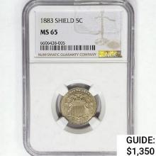 1883 Shield Nickel NGC MS65