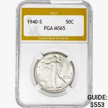 1940-S Walking Liberty Half Dollar PGA MS65