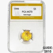 1999 $5 1/10oz Gold Eagle PGA MS70