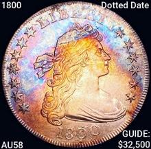 1800 Dotted Date Draped Bust Dollar CHOICE AU
