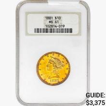 1881 $10 Gold Eagle NGC MS61
