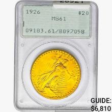 1926 $20 Gold Double Eagle PCGS MS61