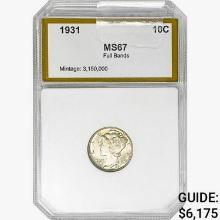 1931 Mercury Silver Dime PCI MS67 FB