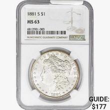 1881-S Morgan Silver Dollar NGC MS63