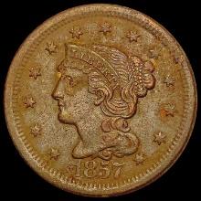 1857 Lg Date Braided Hair Large Cent NEARLY UNCIRCULATED