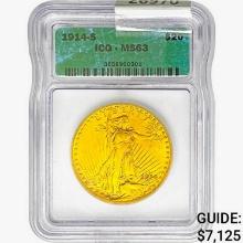 1914-S $20 Gold Double Eagle ICG MS63