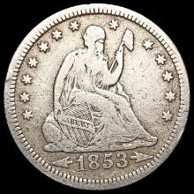 1853 Arrows, Rays Seated Liberty Quarter NICELY CIRCULATED