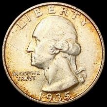 1935-S Washington Silver Quarter CHOICE AU