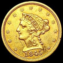 1845 $2.50 Gold Quarter Eagle CLOSELY UNCIRCULATED