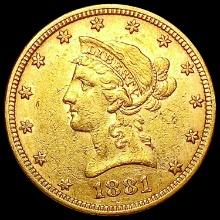 1881 $10 Gold Eagle NEARLY UNCIRCULATED