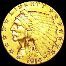 1914-D $2.50 Gold Quarter Eagle CLOSELY UNCIRCULATED