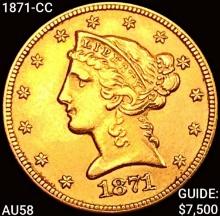 1871-CC $5 Gold Half Eagle CHOICE AU